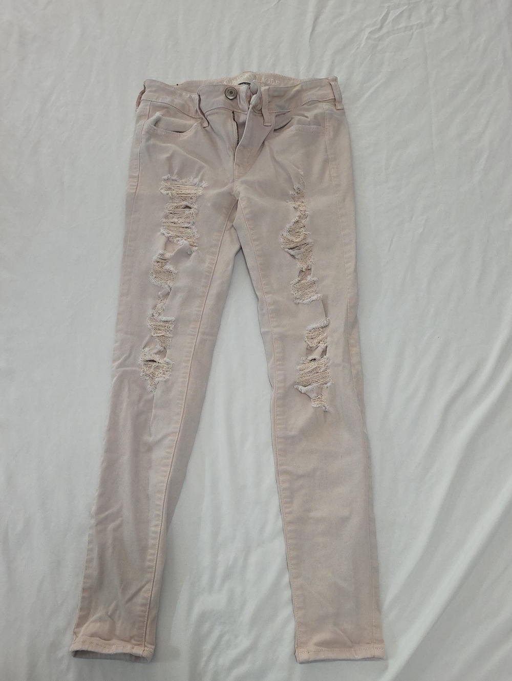 Light Tan Distressed Skinny Jeans